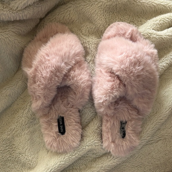 Nine West Soft Blush Furry Slippers - Picture 1 of 4